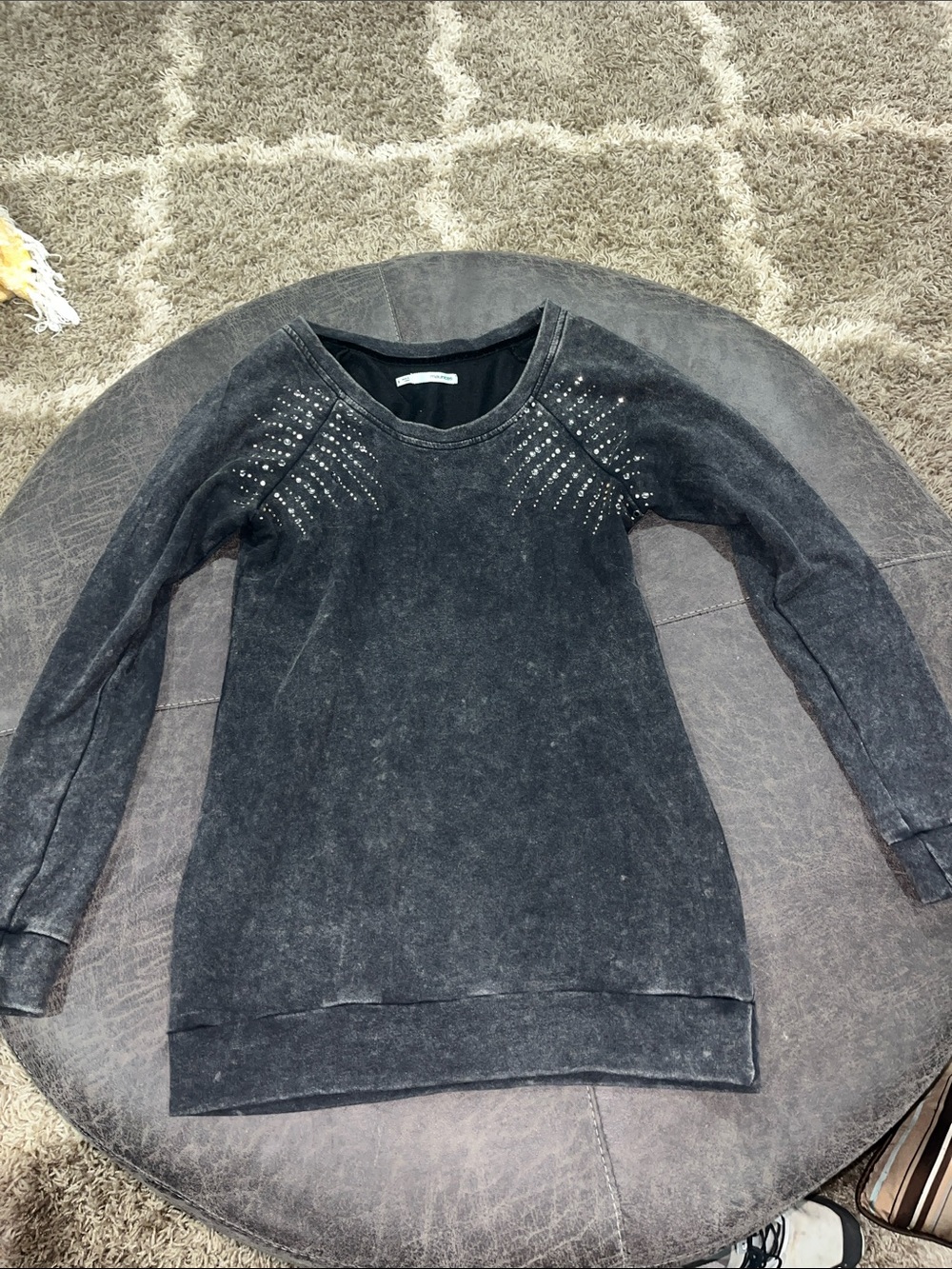 Maurices Black Scoop-Neck Stud-Accent Women’s Sweater